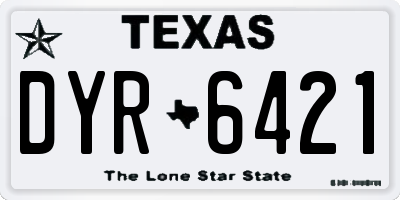 TX license plate DYR6421