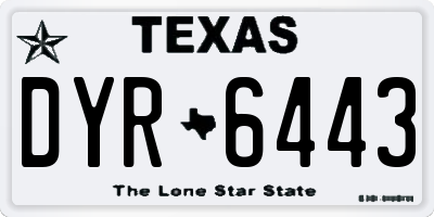 TX license plate DYR6443