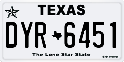 TX license plate DYR6451