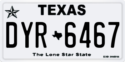TX license plate DYR6467
