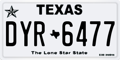 TX license plate DYR6477
