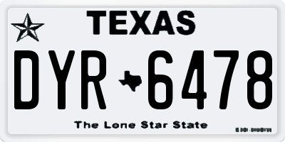 TX license plate DYR6478