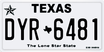 TX license plate DYR6481