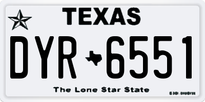TX license plate DYR6551