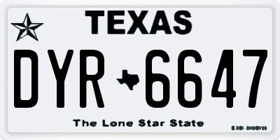 TX license plate DYR6647
