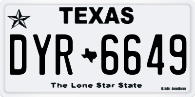 TX license plate DYR6649