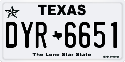 TX license plate DYR6651