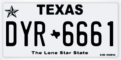TX license plate DYR6661
