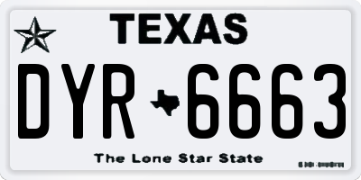 TX license plate DYR6663