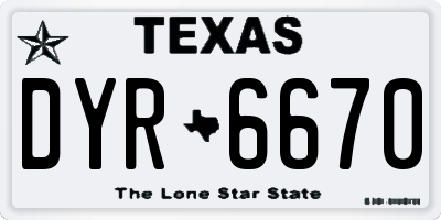 TX license plate DYR6670