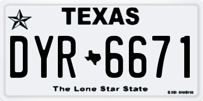 TX license plate DYR6671