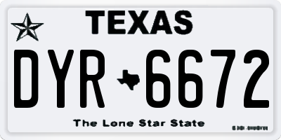TX license plate DYR6672