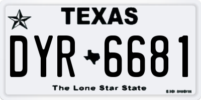 TX license plate DYR6681