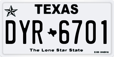 TX license plate DYR6701