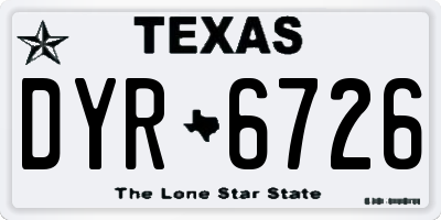 TX license plate DYR6726