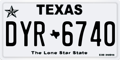 TX license plate DYR6740