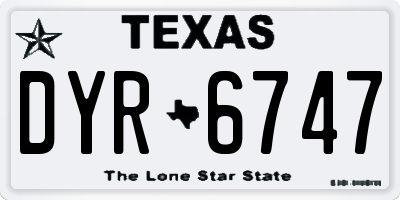 TX license plate DYR6747