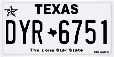 TX license plate DYR6751