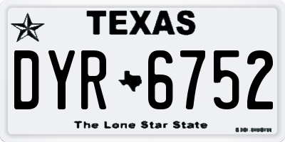 TX license plate DYR6752