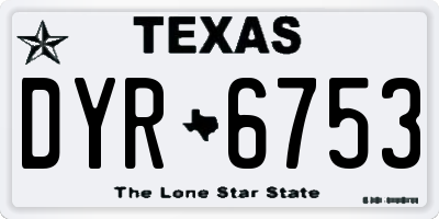 TX license plate DYR6753
