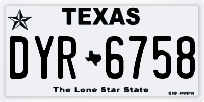 TX license plate DYR6758