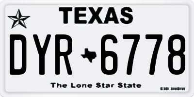 TX license plate DYR6778