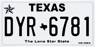 TX license plate DYR6781