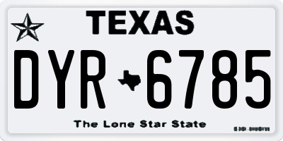 TX license plate DYR6785