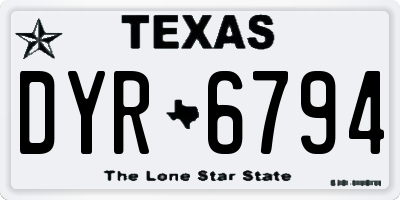 TX license plate DYR6794