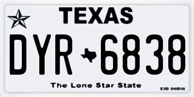 TX license plate DYR6838