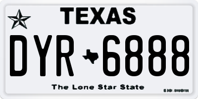 TX license plate DYR6888