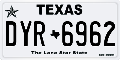 TX license plate DYR6962