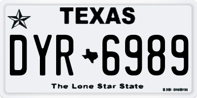 TX license plate DYR6989