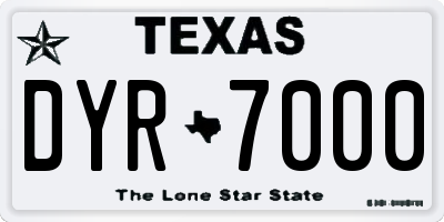 TX license plate DYR7000