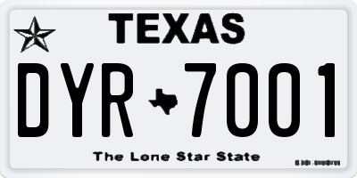 TX license plate DYR7001