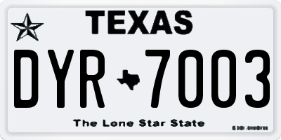 TX license plate DYR7003
