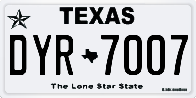 TX license plate DYR7007
