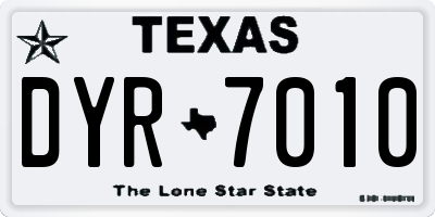 TX license plate DYR7010