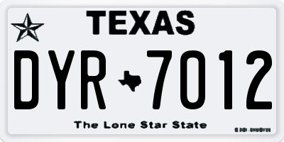 TX license plate DYR7012