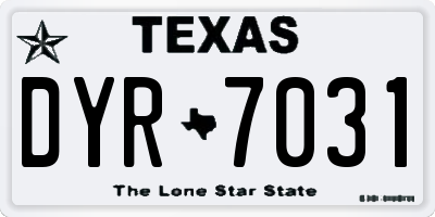 TX license plate DYR7031