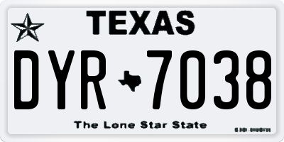 TX license plate DYR7038