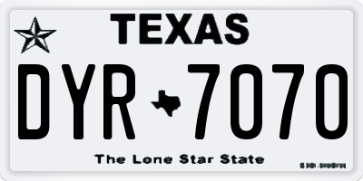 TX license plate DYR7070