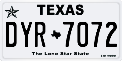 TX license plate DYR7072