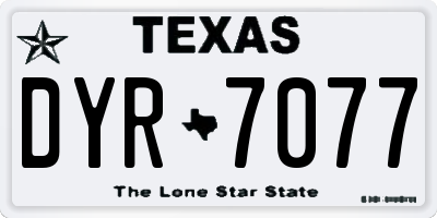 TX license plate DYR7077