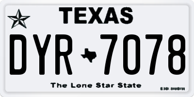 TX license plate DYR7078