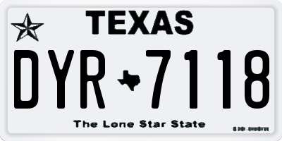 TX license plate DYR7118