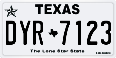 TX license plate DYR7123