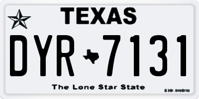 TX license plate DYR7131