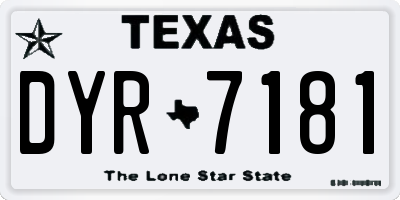 TX license plate DYR7181