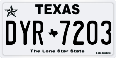 TX license plate DYR7203